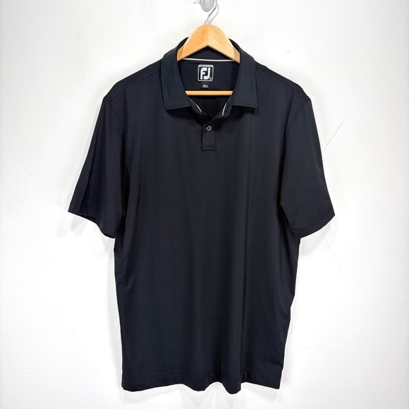 FootJoy Performance Polo Golf Shirt Men Large Black Short Sleeve Wicking Stretch - Picture 11 of 12
